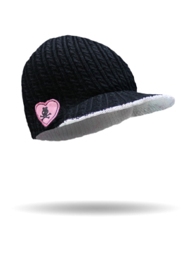 8882-Black-Reversible Patched Brimmed Beanie