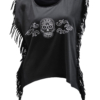 WT1408 Sugar Skull Flames-Black-Fringe Shirt