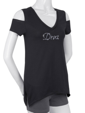 Diva-Black-CutoutSleevesShirt