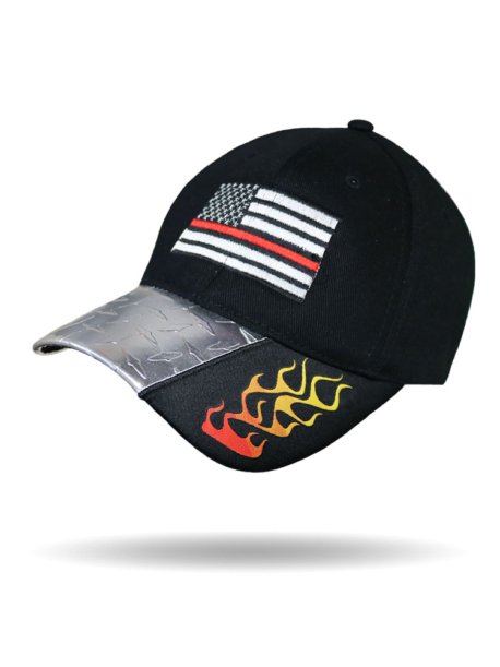 BC3028-Blue Red Line Flames-Baseball Cap