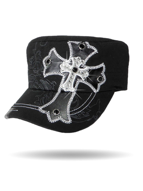 CC1426-BLK-WHT-Double-Cross-Cadet-Cap