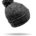 B1815-Gry/Blk Heathered Knit Pom Cuff Beanie