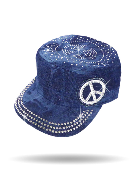 CC2617-Splash Denim-Peace-Sign-Cadet-Cap