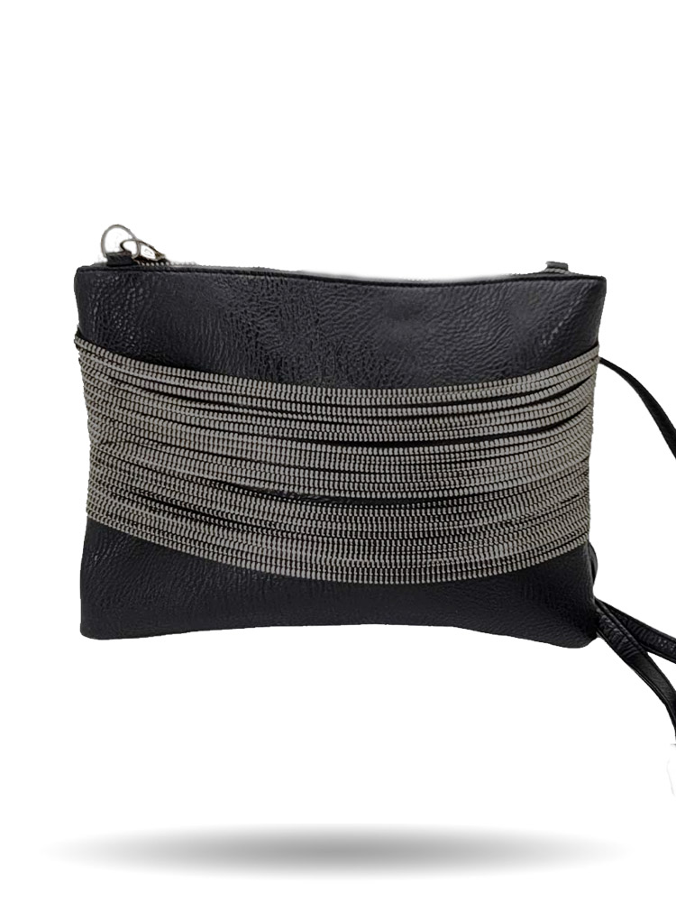 Unique Zipper Chain Accent Hip Bag