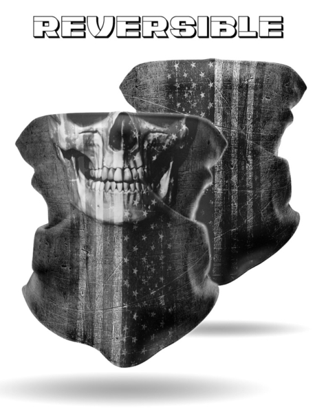 DB2611-BLK Patriotic Skull Jaw Do Band Reversible Multi-Function Tube Headband Gaiter Scarf Bandana